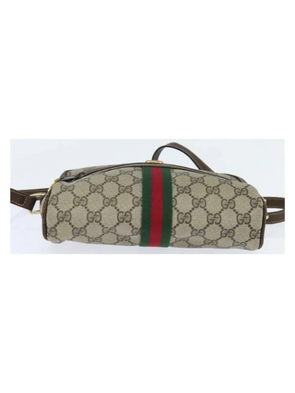 Authentic GUCCI GG Supreme Web Sherry Line Shoulder Bag PVC Beige Gold 010 378 - Picture 9 of 16